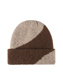 Two color wool without embroidery – Winter Beanie, Beige-brown