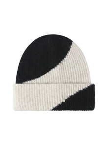 Two color wool without embroidery – Winter Beanie, Black-white