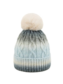 Pom-pom without embroidery – winter beanie, Blue-grey