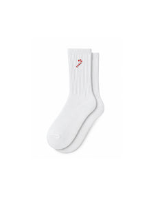 Capkov Embroidery Socks Candy Cane, White