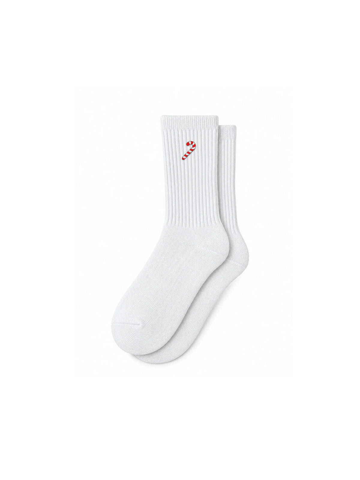 Capkov Embroidery Socks Candy Cane, White