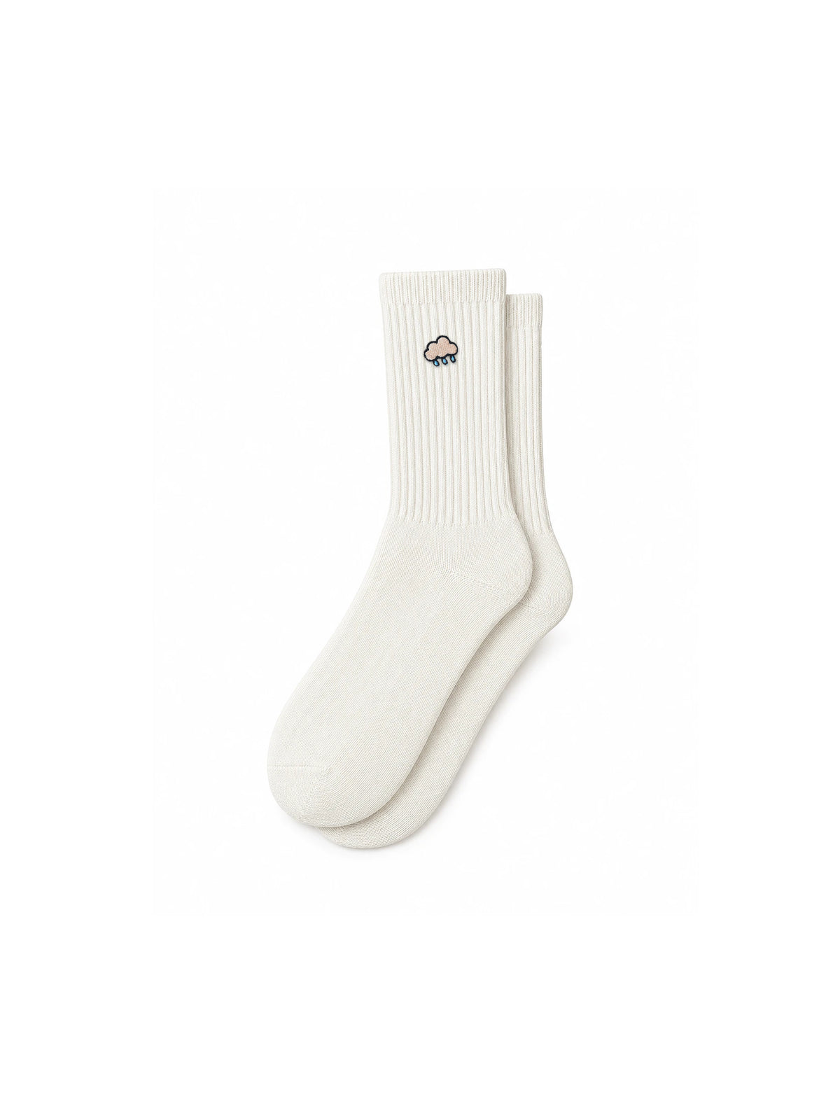 Capkov Embroidery Socks Rain Cloud – Cream