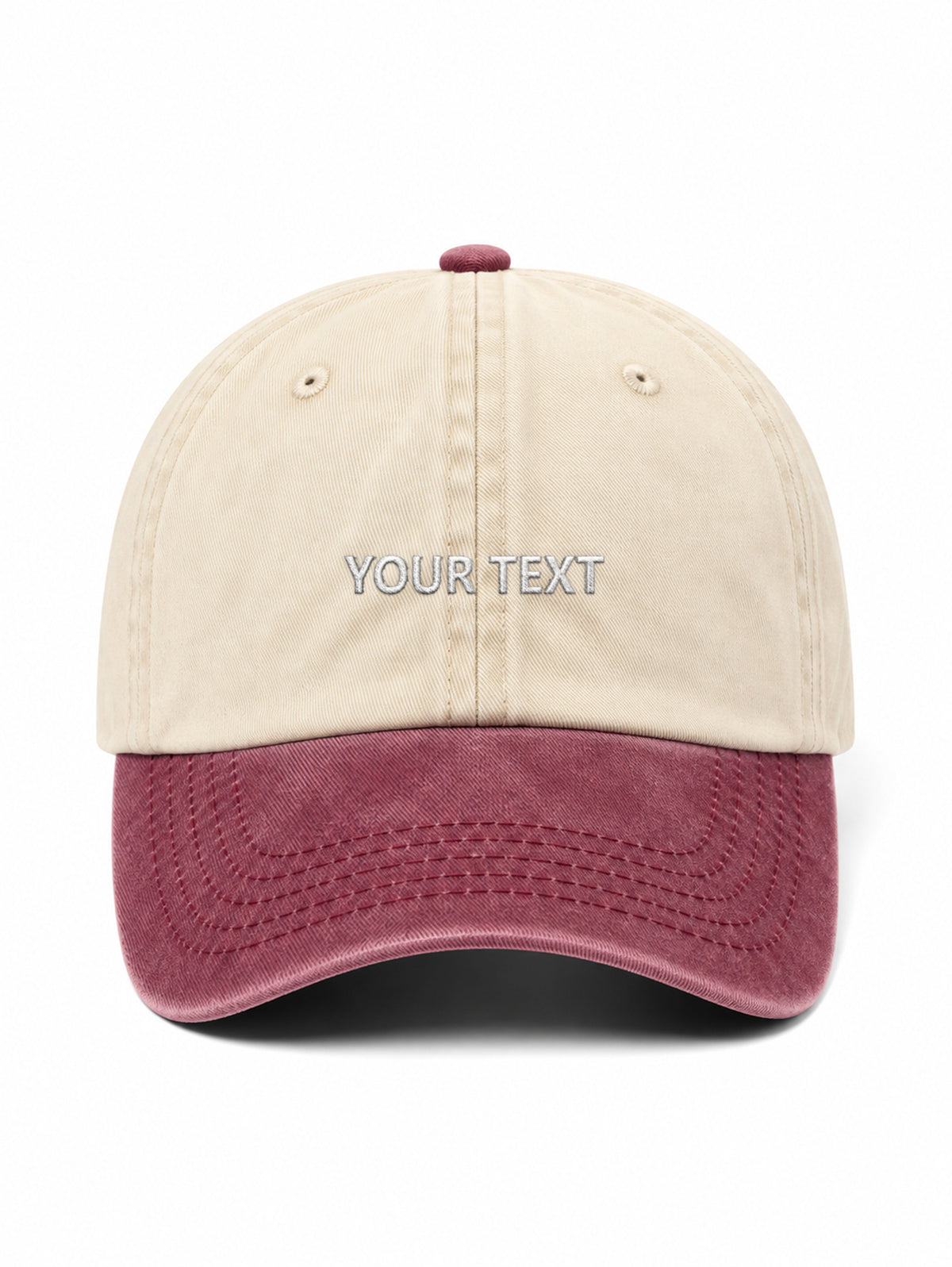 Your own design TEXT – Vintage Two-Tone cap, Washed Wine – photo 2 of 8