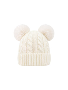 Kids Double-Pom Beanie (2 Poms) – White | Capkov