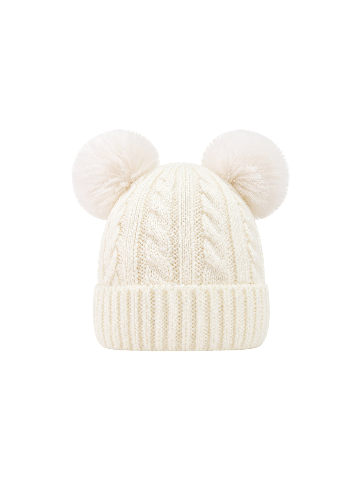 Kids Double-Pom Beanie (2 Poms) – White | Capkov