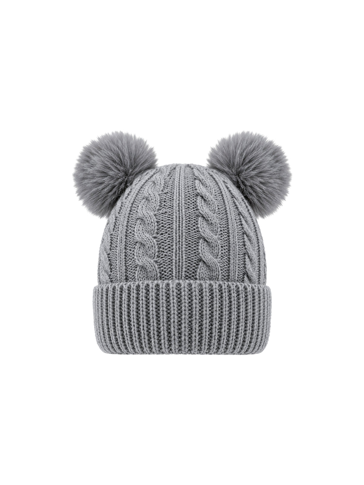 Kids Double-Pom Beanie (2 Poms) – Grey | Capkov