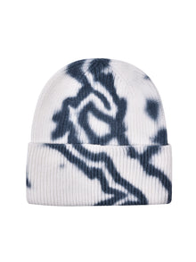 Tie Dye without embroidery – winter beanie, Blue-white