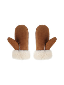 Faux-Suede Fur Mittens – Brown | Capkov