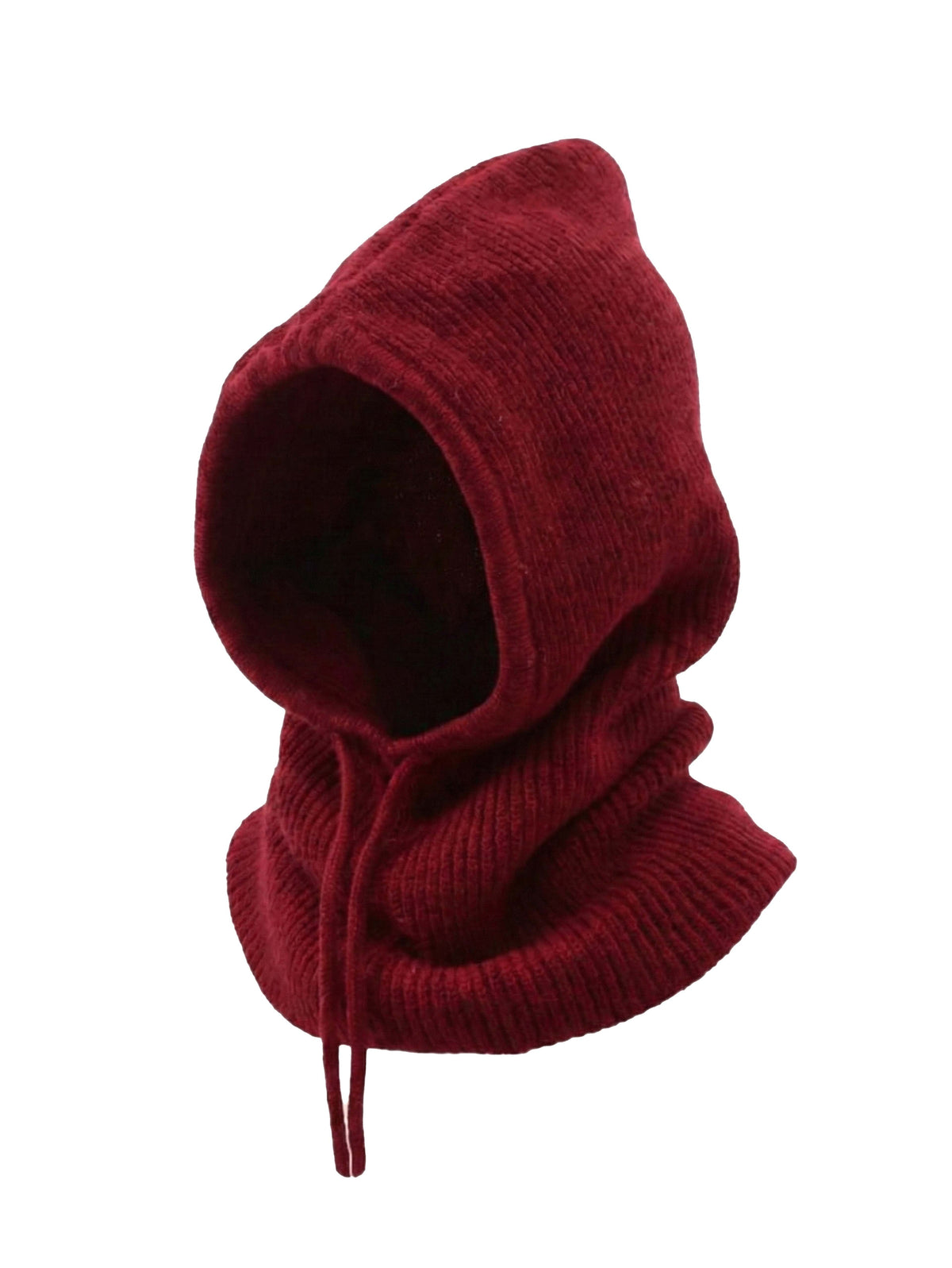Knitted hood without embroidery – winter gear – beanie, Wine – photo 3 of 5