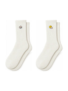 Capkov Embroidery Socks Weather Set, Cream