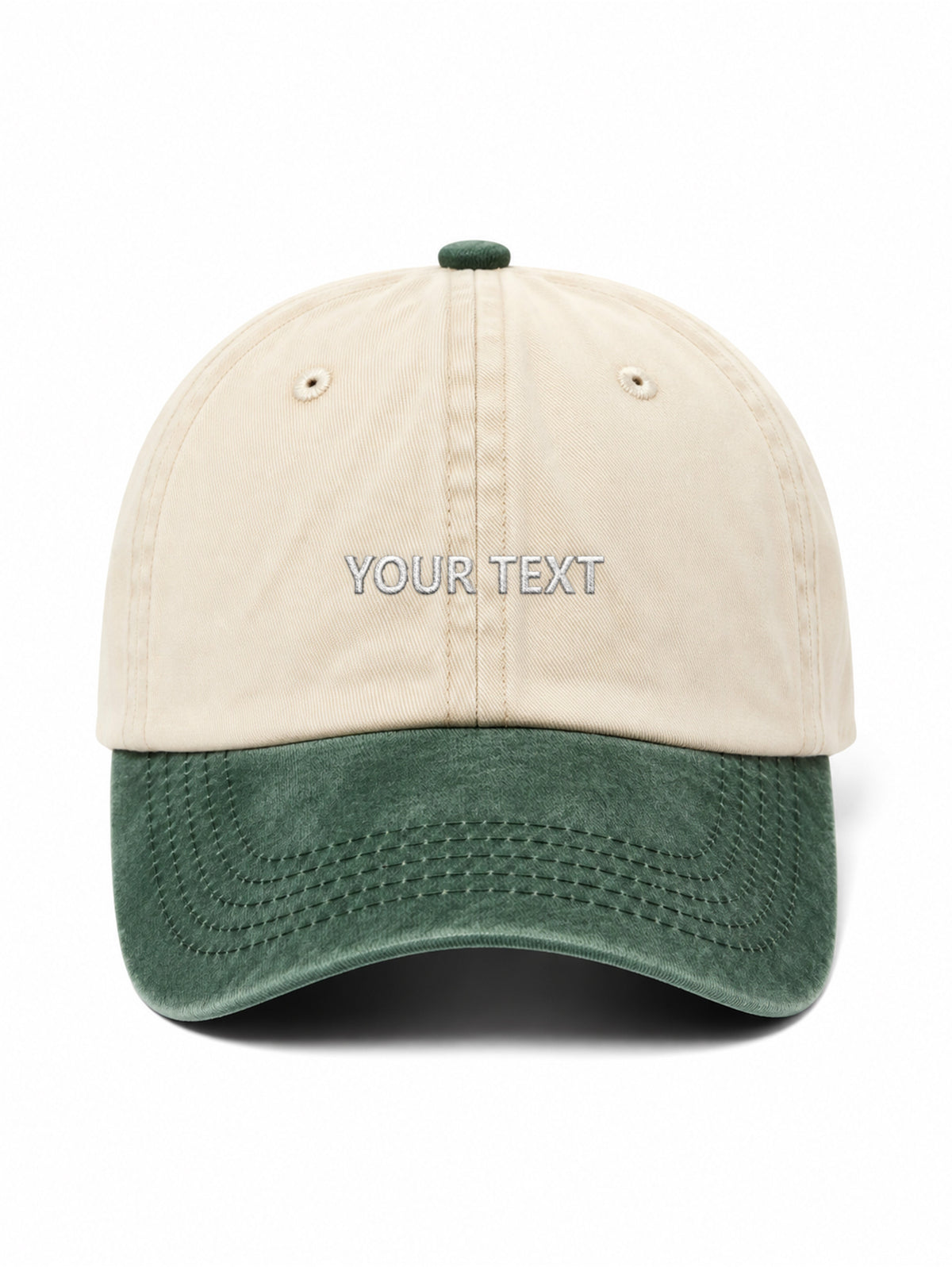 Your own design TEXT – Vintage Two-Tone cap, Washed Green – photo 8 of 8