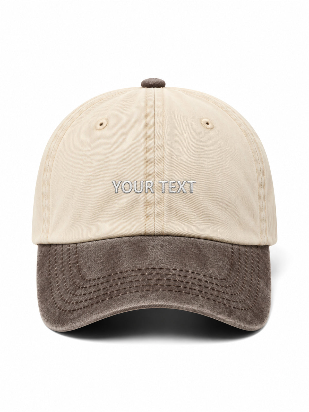 Your own design TEXT – Vintage Two-Tone cap, Washed Brown – photo 4 of 8
