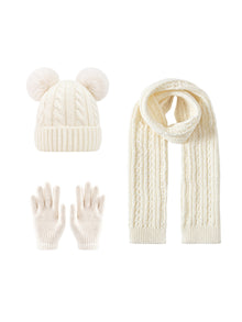 Kids Winter Set – Beanie, Gloves & Scarf – White – full set | Capkov