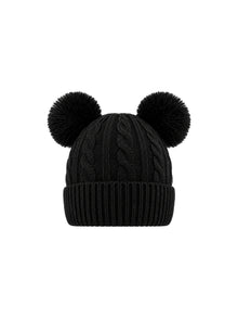 Kids Double-Pom Beanie (2 Poms) – Black | Capkov