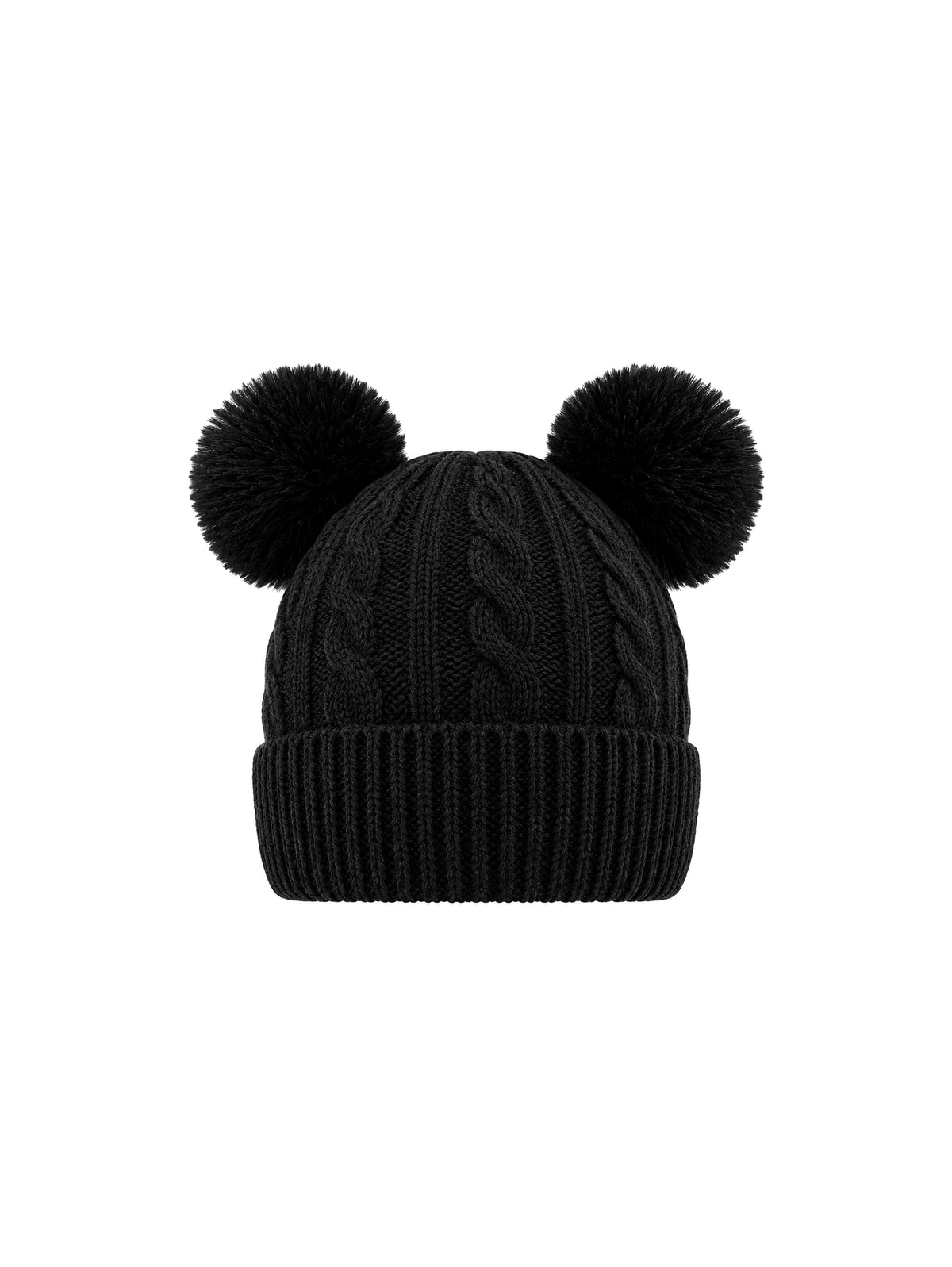 Kids Double-Pom Beanie (2 Poms) – Black | Capkov