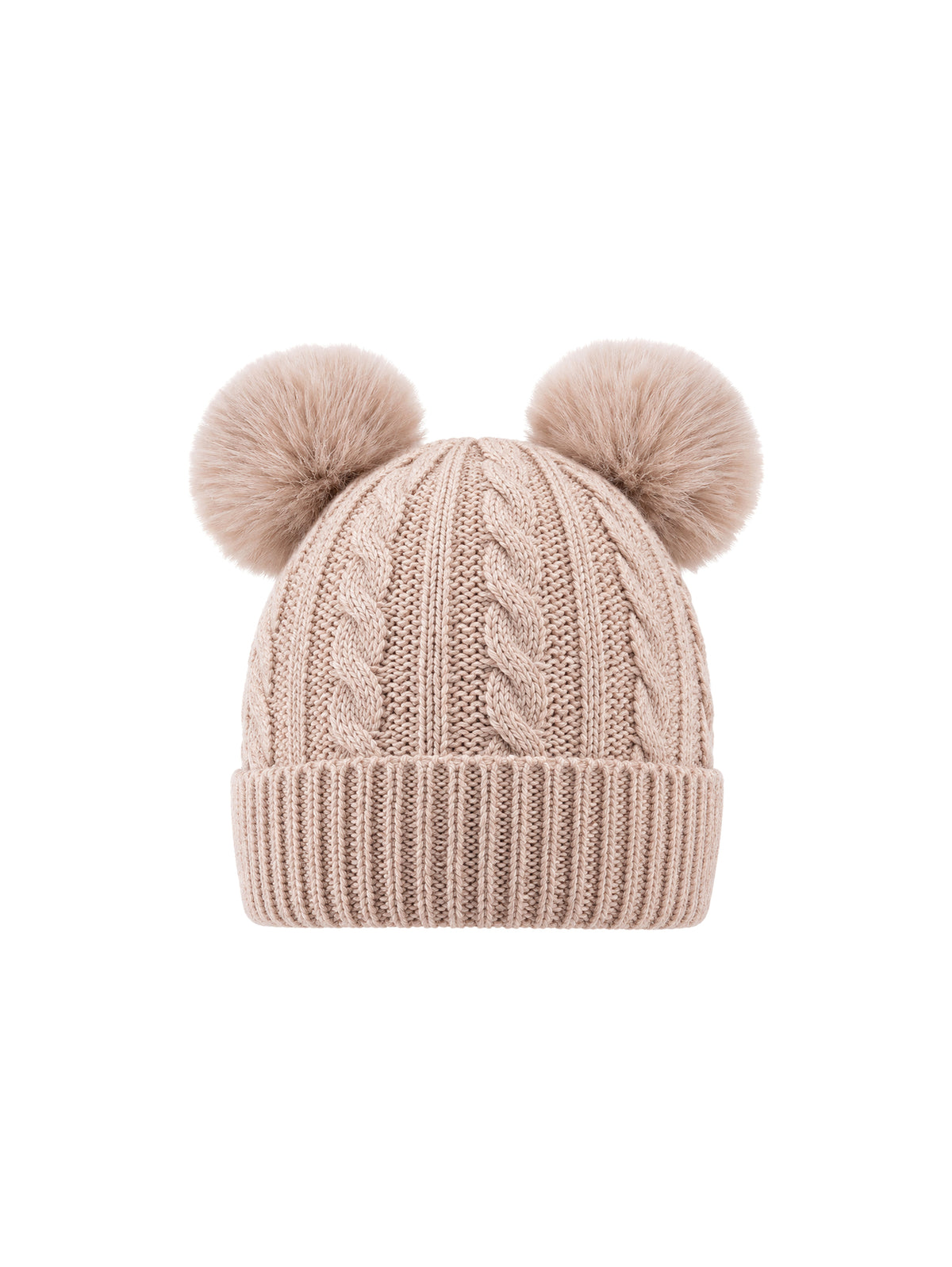 Kids Double-Pom Beanie (2 Poms) – Khaki | Capkov
