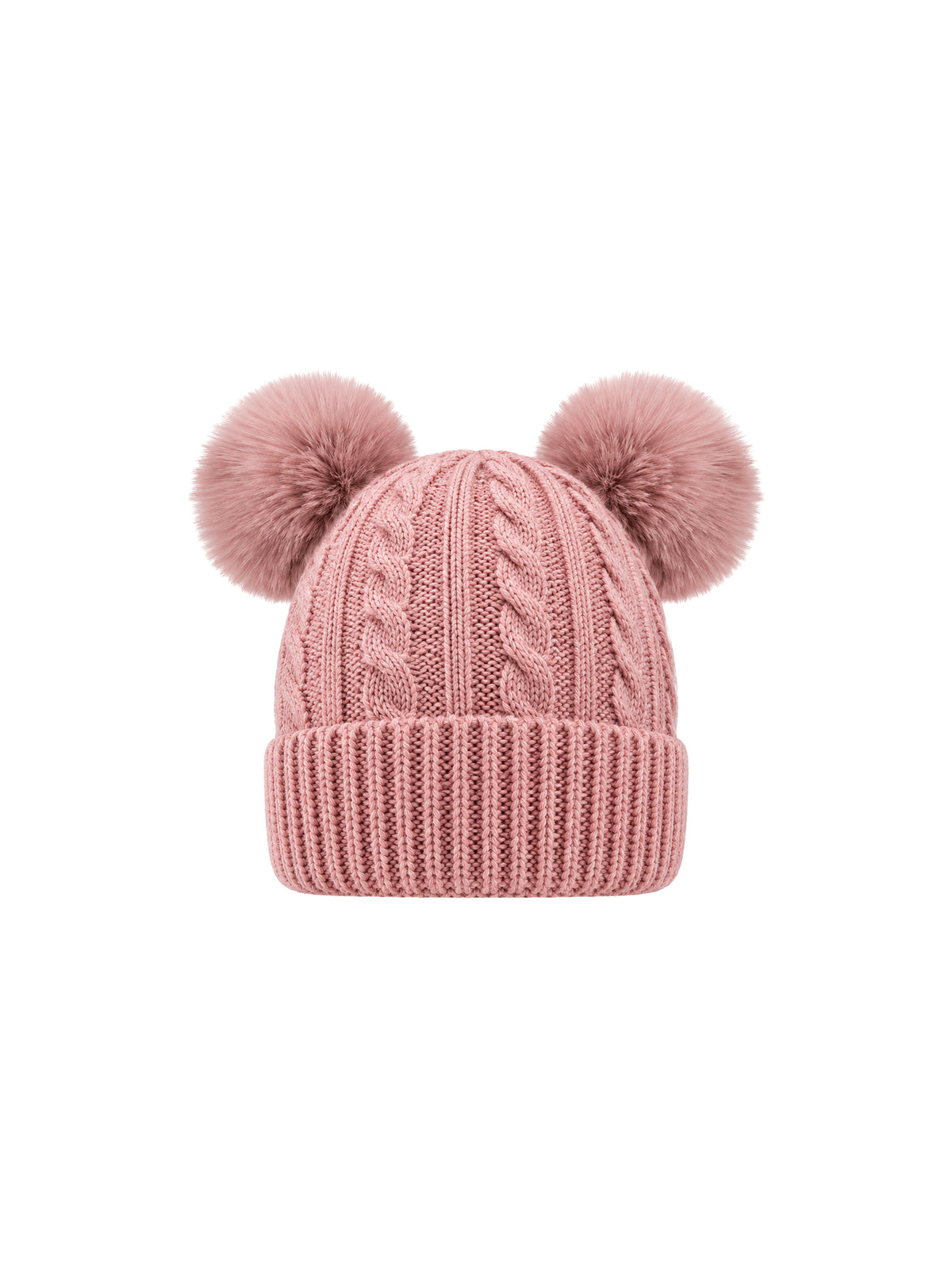 Kids Double-Pom Beanie (2 Poms) – Powder pink | Capkov