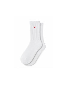 Capkov Embroidery Socks Heart, White