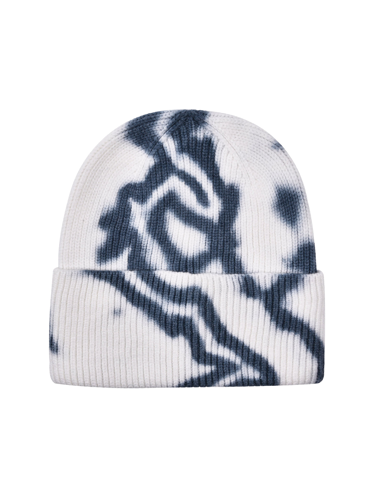 Tie Dye without embroidery – winter beanie, Blue-white