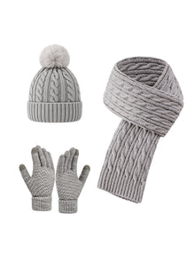 Winter Set – Beanie, Gloves & Scarf – Light grey – full set | Capkov