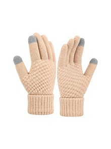 Touchscreen Knit Gloves – Beige | Capkov