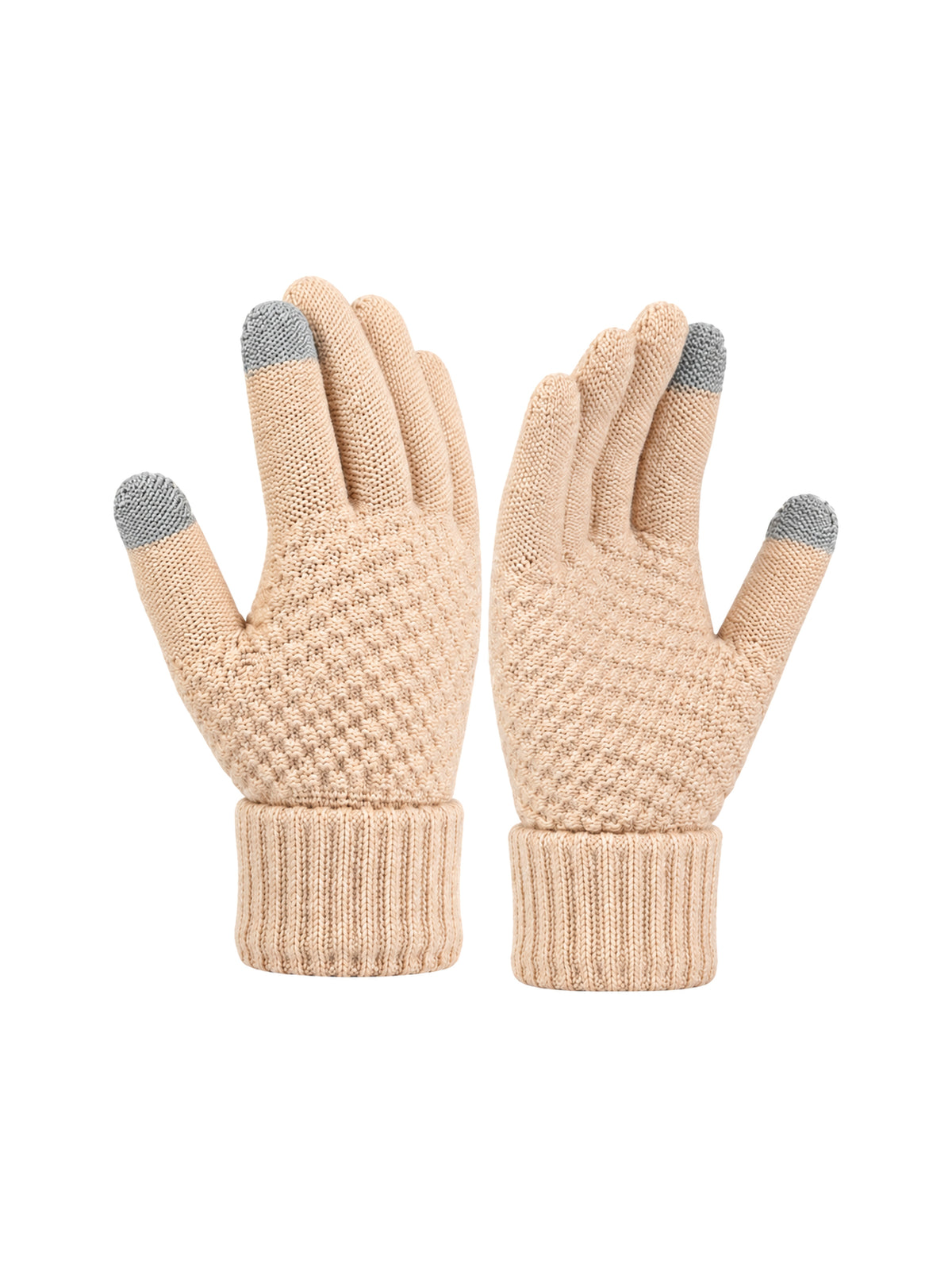 Touchscreen Knit Gloves – Beige | Capkov