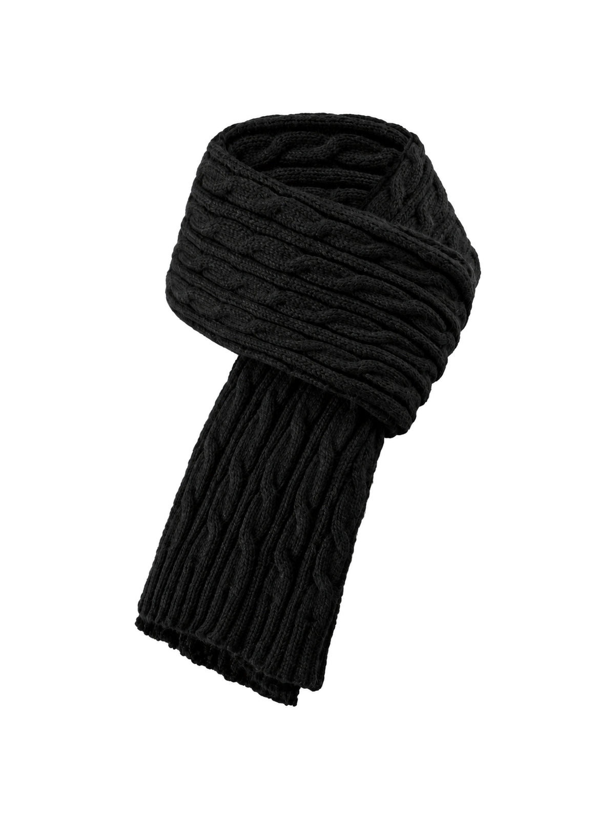 Cable-Knit Scarf – Black | Capkov