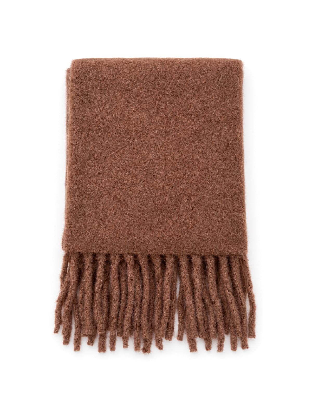 Fringed Brushed Scarf – Brown | Capkov