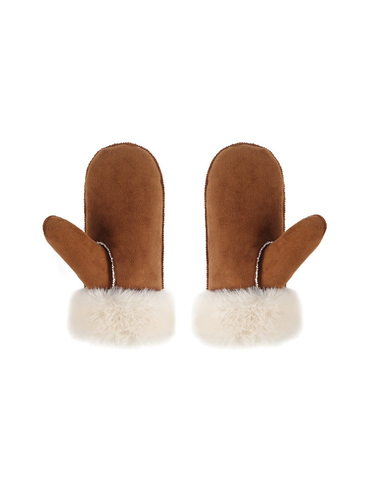 Faux-Suede Fur Mittens – Brown | Capkov