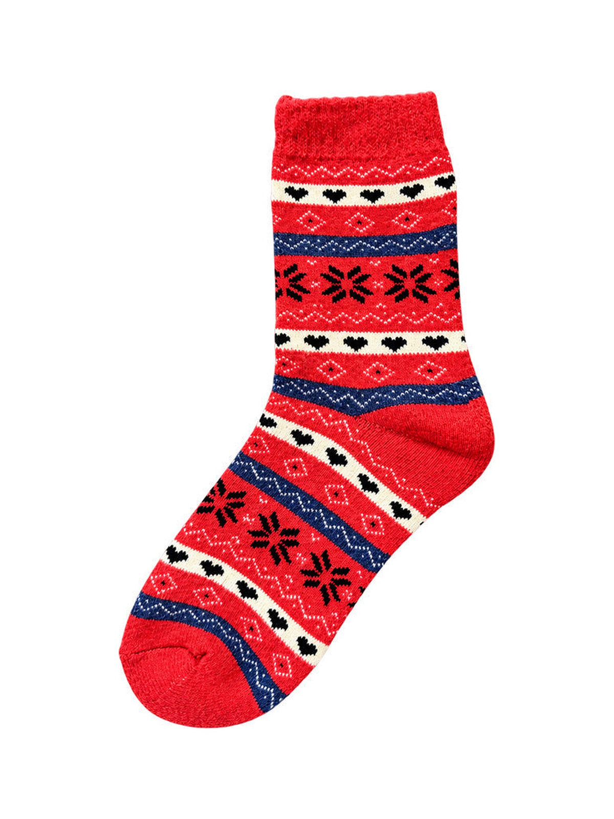 Capkov Winter Socks Hearts & Snowflakes – Red