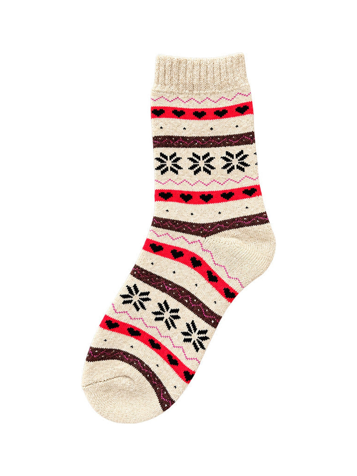 Capkov Winter Socks Hearts & Snowflakes – Beige